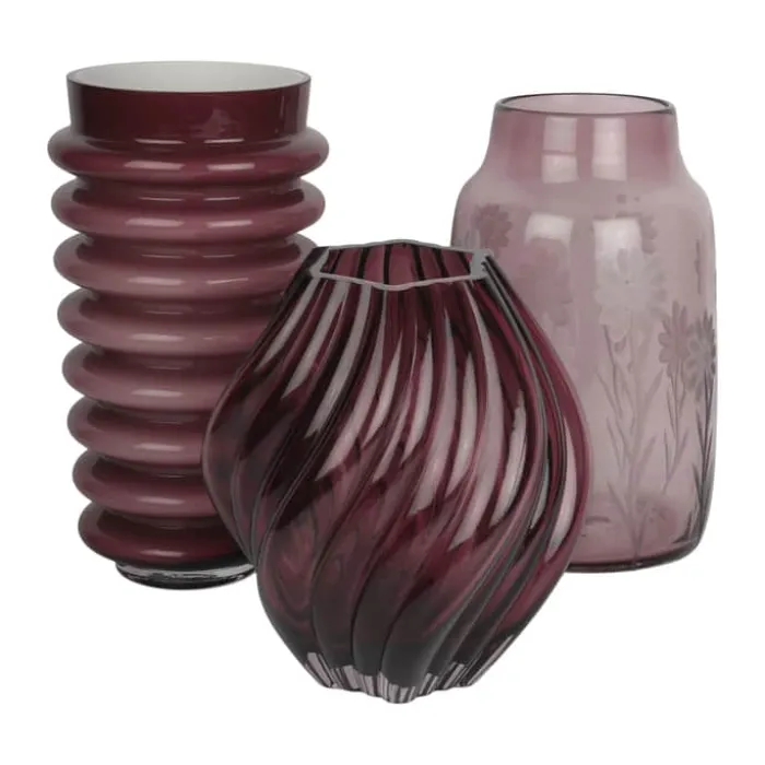 CASA Living Vase H 22,5 cm - Glas - Lys bordeaux/opal