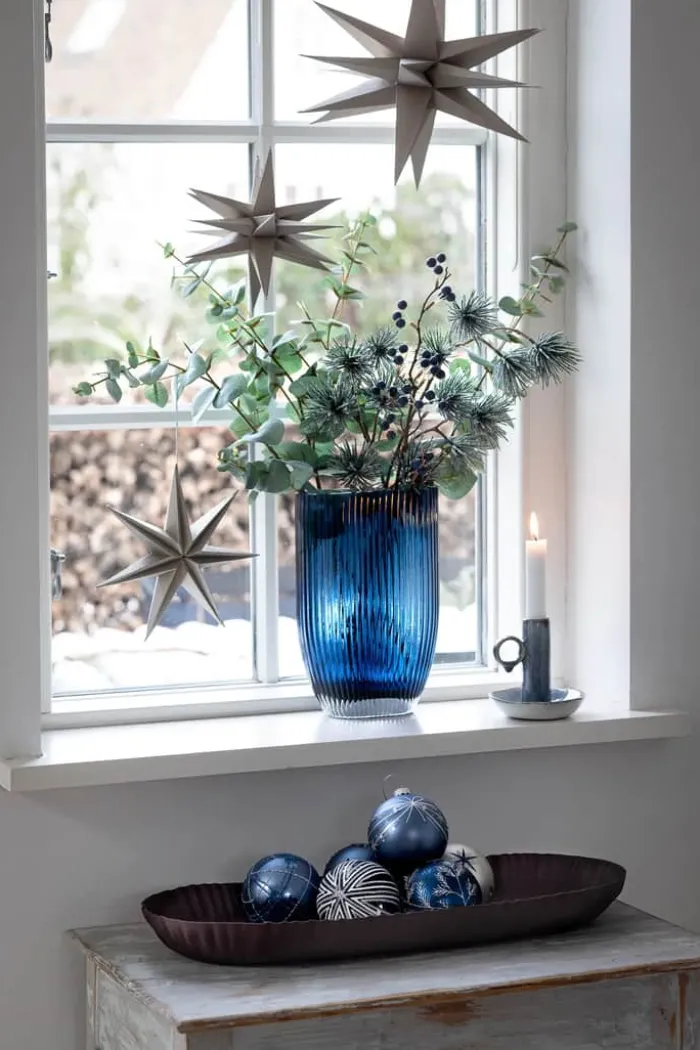 CASA Living Vase H 21 cm - Glas - Mørkeblå