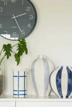 CASA Living Vase H 33 cm - Stentøj - Hvid/lyseblå