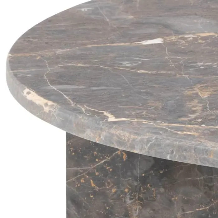 CASA Living Vega Sofabord Ø 90 x H 42 cm - Marmor - Mat brun