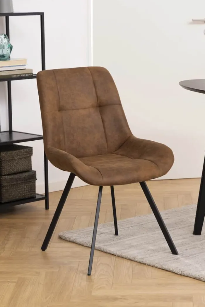 CASA Living Waylor Spisebordsstol - 2 stk. H 88 x B 54 x D 58,5 cm - Metal/stof - Camel/sort