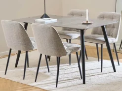 CASA Living Wicklow Spisebordssæt - 5 dele Keramik/stål - Lysegrå