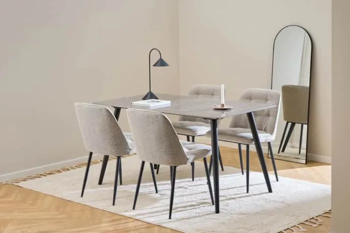 CASA Living Wicklow Spisebordssæt - 5 dele Keramik/stål - Lysegrå