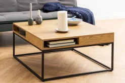 CASA Living Willford Sofabord H 40 x B 80 x D 80 - Metal/melamin - Vild eg/sort