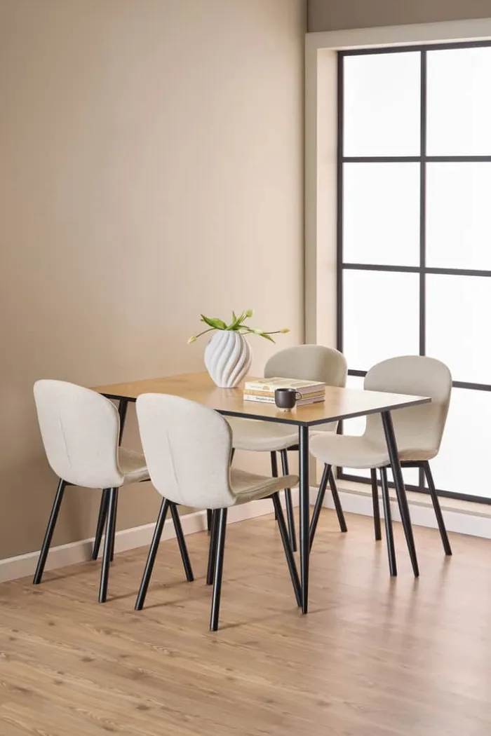 CASA Living Wilma Spisebordssæt - 5 dele Stål/egetræ - Natur/beige