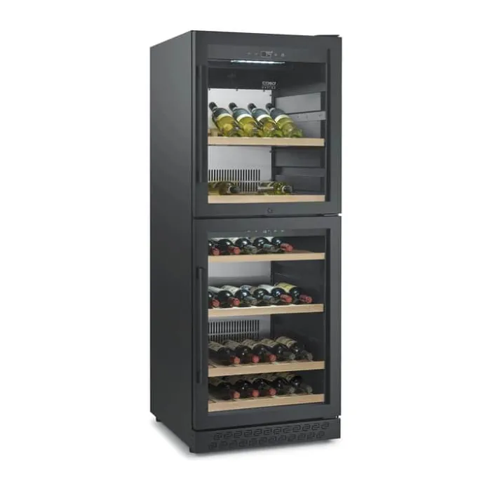 Caso WineChef Pro Vinkøleskab H 163 x B 59,5 x L 69 cm - 126 flasker - Sort
