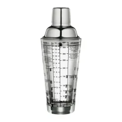 Cilio Cocktailshaker m. opskrifter 400 ml - Glas/rustfrit stål - Klar