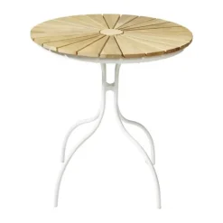 cinas Ellen Cafebord Ø 80 cm - Teaktræ/aluminum - Hvid