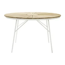 cinas Ellen Havebord Ø 130 cm - Teaktræ/aluminum - Hvid
