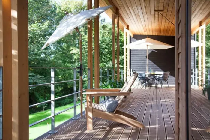 cinas Outdoor Balkon Parasol Ø 180 x H 220 cm - Polyester/Hardwood - Off white