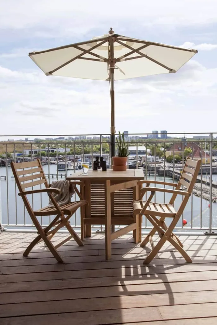 cinas Outdoor Balkon Parasol Ø 180 x H 220 cm - Polyester/Hardwood - Off white