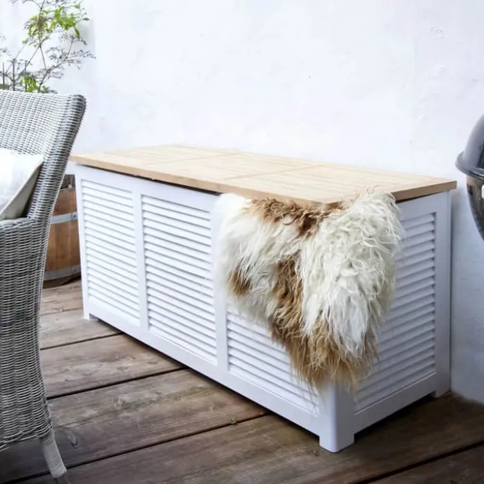 cinas Outdoor/Indoor Louver Hyndeboks H 60 x B 50 x L 130 cm - Akacietræ/Teaktræ - Hvid