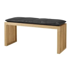 cinas Rib Bænk inkl. sort hynde H 43 x B 104 x L 35 cm - Bambus