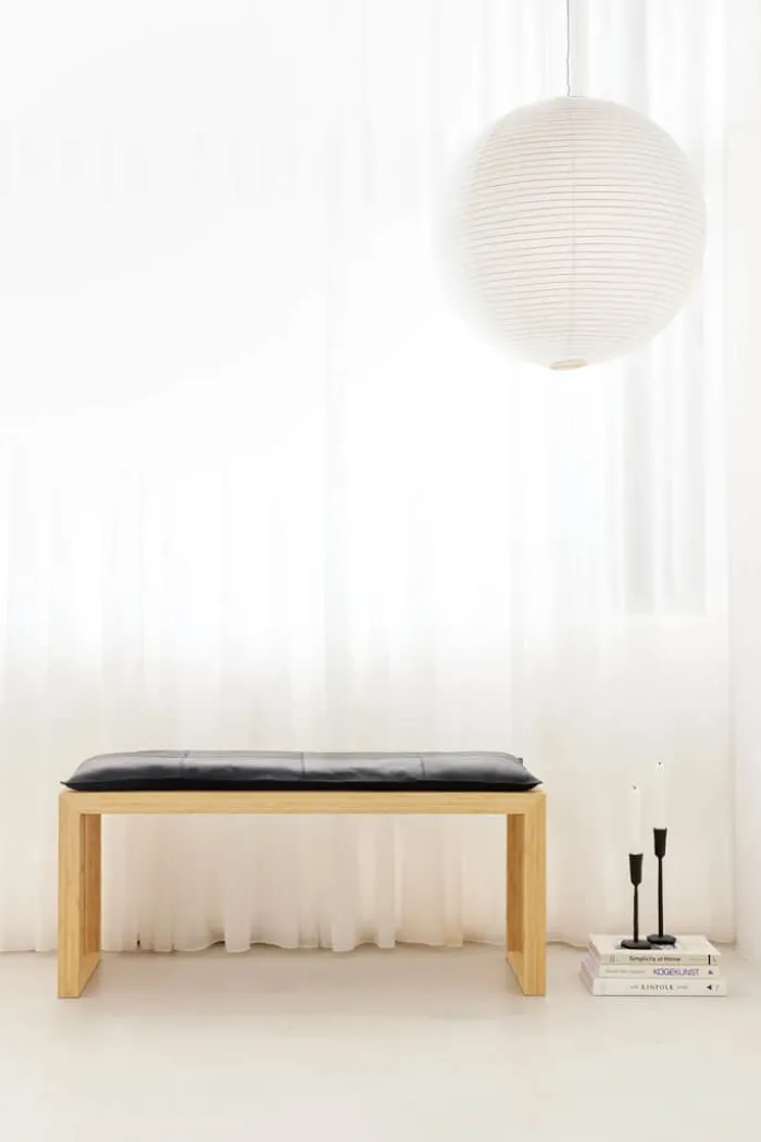 cinas Rib Bænk inkl. sort hynde H 43 x B 104 x L 35 cm - Bambus