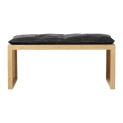 cinas Rib Bænk inkl. sort hynde H 43 x B 104 x L 35 cm - Bambus