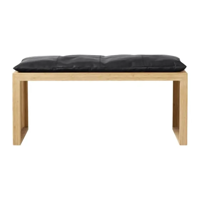cinas Rib Bænk inkl. sort hynde H 43 x B 104 x L 35 cm - Bambus