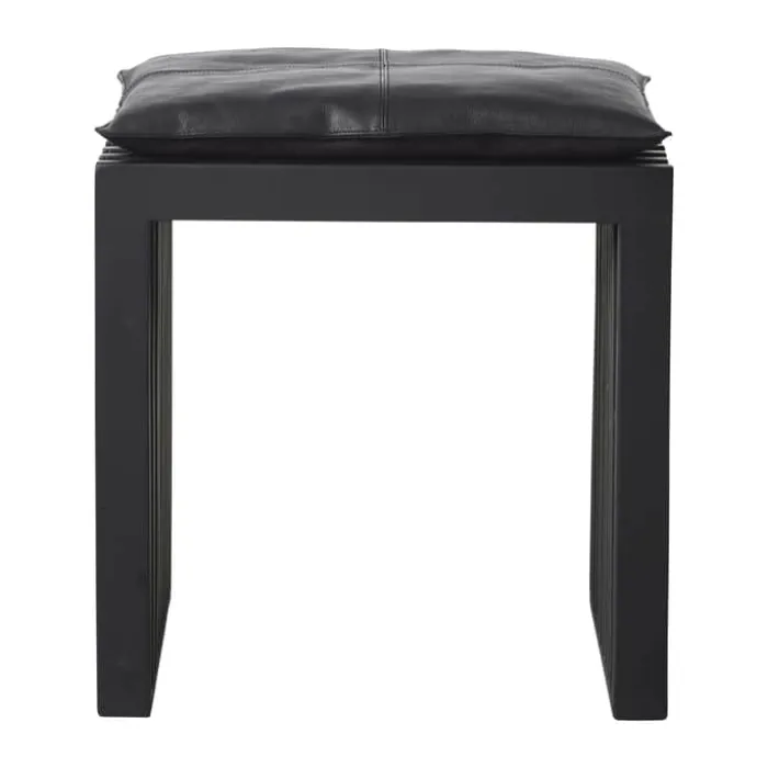 cinas Rib Skammel inkl. sort hynde H 48 x B 45 x L 35 cm - Maghoni - Sort