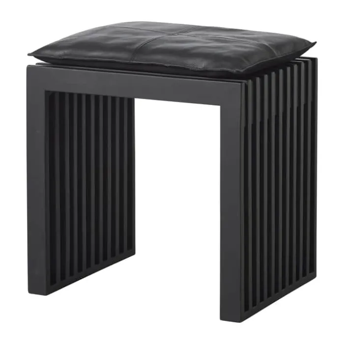 cinas Rib Skammel inkl. sort hynde H 48 x B 45 x L 35 cm - Maghoni - Sort