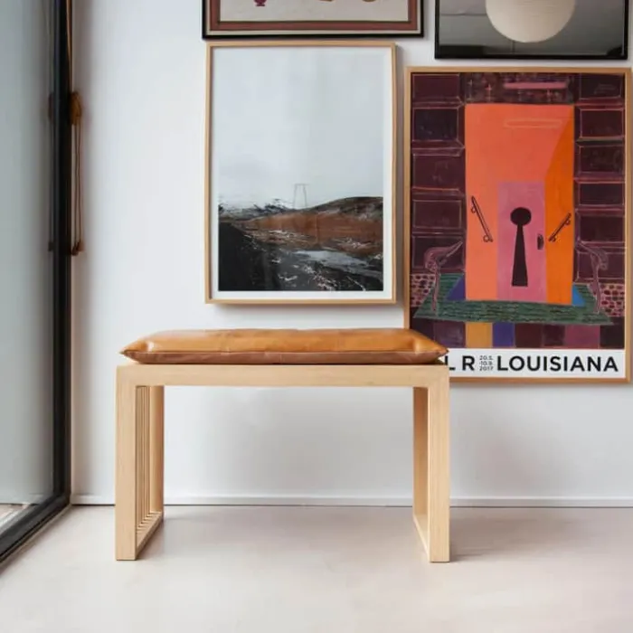 cinas Siddehynde til Rib bænk B 35 x L 73 cm - Læder - Brun