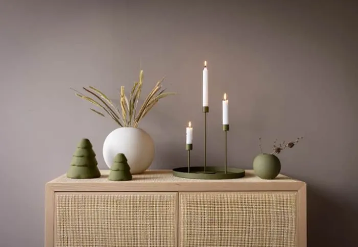 Cooee Candlestick H 13 cm - Rustfrit stål - Oliven