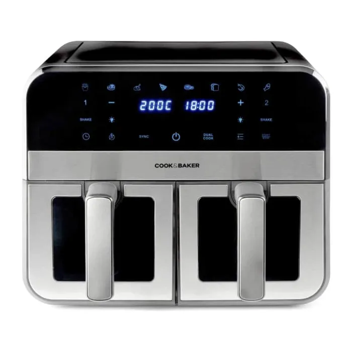 Cook & Baker Dobbelt Airfryer 2 x 4,5 liter - 8 programmer
