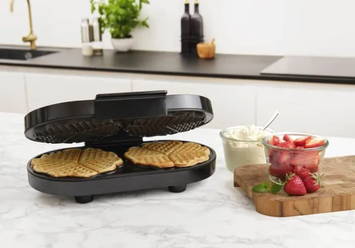 Cook & Baker Dobbeltvaffeljern 1200 Watt - Stål - Sølvfarvet