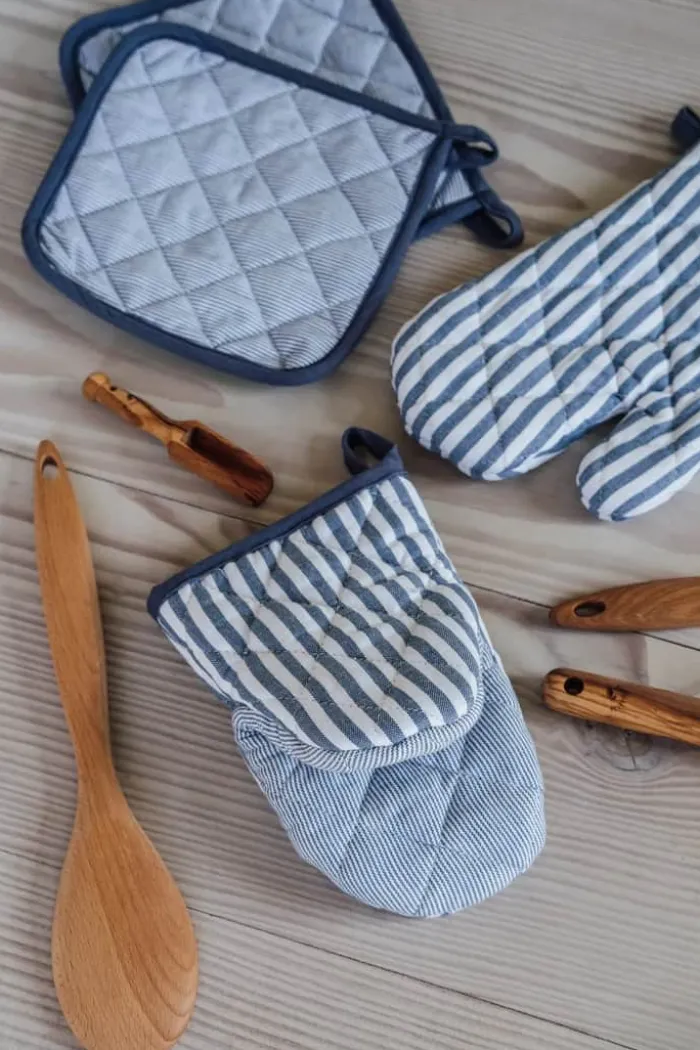 Cook & Baker Grydehandske L 21 cm- Økologisk bomuld - Blå