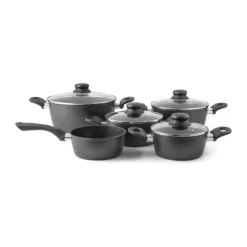 Cook & Baker Grydesæt - 9 dele 1/1/1,6/2,3/4,3 liter - Genbrugsaluminium - Sort