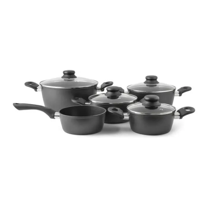 Cook & Baker Grydesæt - 9 dele 1/1/1,6/2,3/4,3 liter - Genbrugsaluminium - Sort