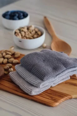 Cook & Baker Karklud - 3 stk. B 30 x L 30 cm - Økologisk bomuld - Lysegrå