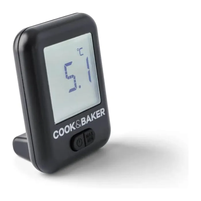 Cook & Baker Køleskabstermometer H 6,8 x B 5,8 cm - Fra -25 grader op til +50 grader - sort