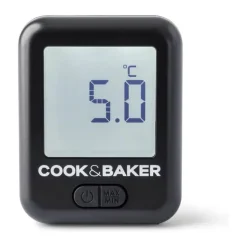 Cook & Baker Køleskabstermometer H 6,8 x B 5,8 cm - Fra -25 grader op til +50 grader - sort