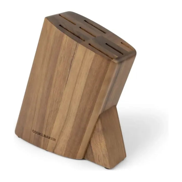 Cook & Baker Knivblok med 7 knive H 40 x B 26,5 x 10,5 cm - Certificeret Akacietræ/rustfrit stål - Brun