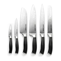 Cook & Baker Knivblok med 6 knive H 36,5 x B 17,5 x 20 cm - Certificeret Akacietræ/rustfrit stål - Brun
