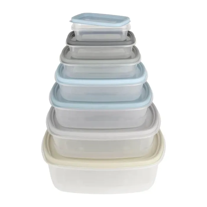 Cook & Baker Opbevaringsboks - 7 stk. 0,2/0,3/0,55/1/1,6/2,6/4,4 liter - Plastik - Multifarvet