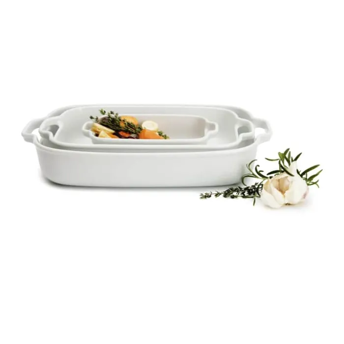 Cook & Baker Ovnfaste fade - 3 stk. L 40/34,5/21,8 cm - Porcelæn - Hvid