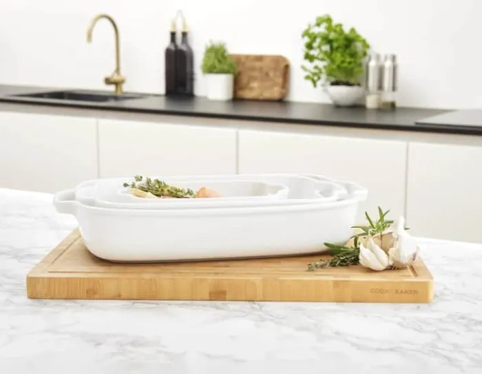 Cook & Baker Ovnfaste fade - 3 stk. L 40/34,5/21,8 cm - Porcelæn - Hvid