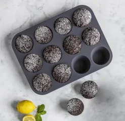 Cook & Baker Premium Muffinform Til 12 stk. - Silikone - Grå