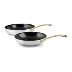 Cook & Baker Premium Stegepandesæt - 2 dele Ø 24/28 cm - Genanvendt aluminium - Sølvfarvet/guldfarvet