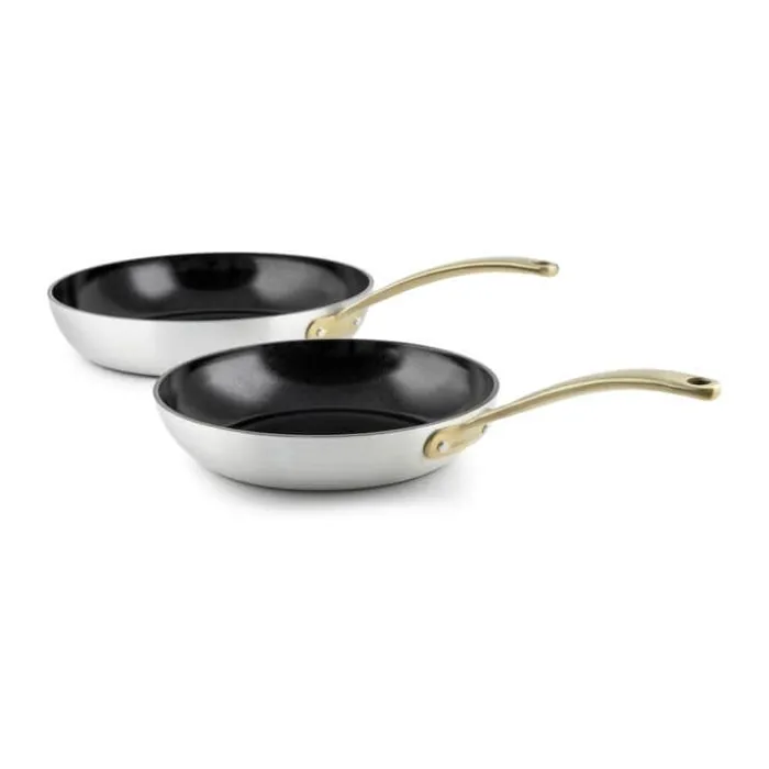 Cook & Baker Premium Stegepandesæt - 2 dele Ø 24/28 cm - Genanvendt aluminium - Sølvfarvet/guldfarvet