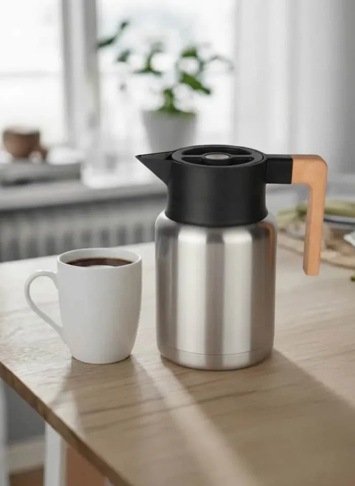 Cook & Baker Termokande 1,2 liter - Stål/træ - Mat stål