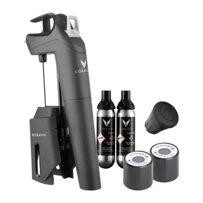 Coravin Timeless Three+ Vinsystem Inkl. 2 Pure™ Argon gaspatroner, 2 skruelåg, 1 Aerator