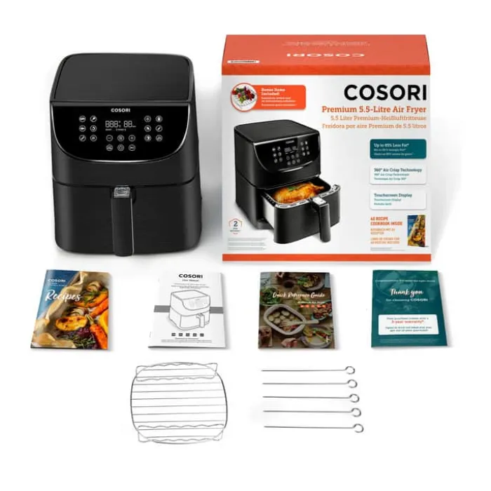 Cosori Premium Airfryer 5,5 liter - 11 programmer - Pre Heat-, Keep Warm- og Shake-funktion