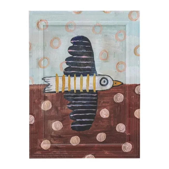 Creative Collection Billede - Brett birdy Illustration med ramme H 30 x B 2 x L 22,5 cm - Finer - Blå