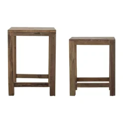 Creative Collection Galen Sidebord - 2 stk. H 50/57 cm - Genanvendt træ - Brun