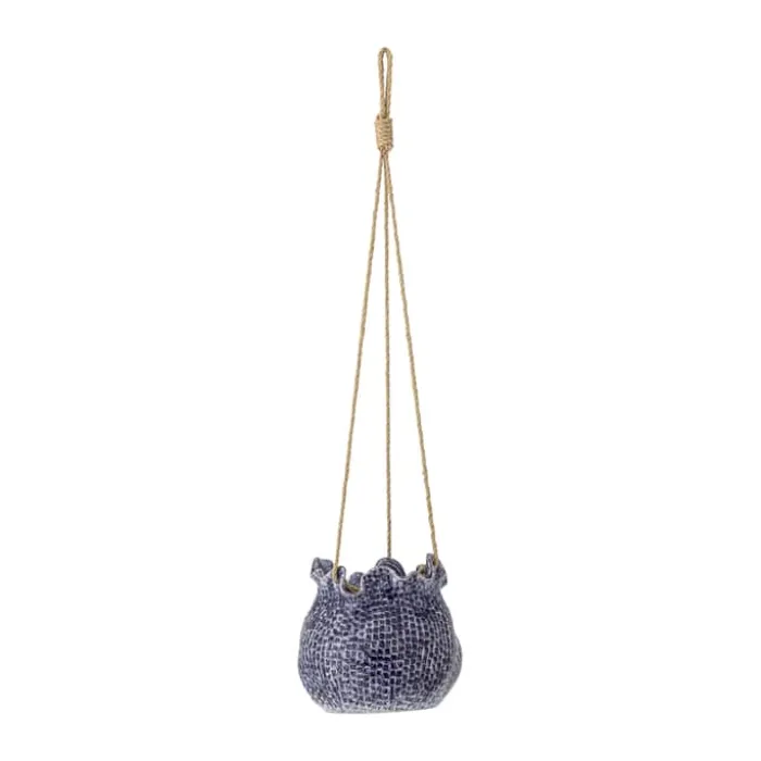 Creative Collection Hængeurtepotte - Lottie H 16 x B 17 cm - Stentøj - Blå