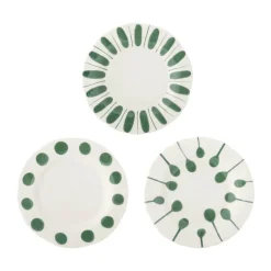 Creative Collection Linora Tallerken - 3 stk. Ø 22 cm - Stentøj - Grøn