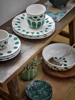 Creative Collection Linora Tallerken - 3 stk. Ø 22 cm - Stentøj - Grøn