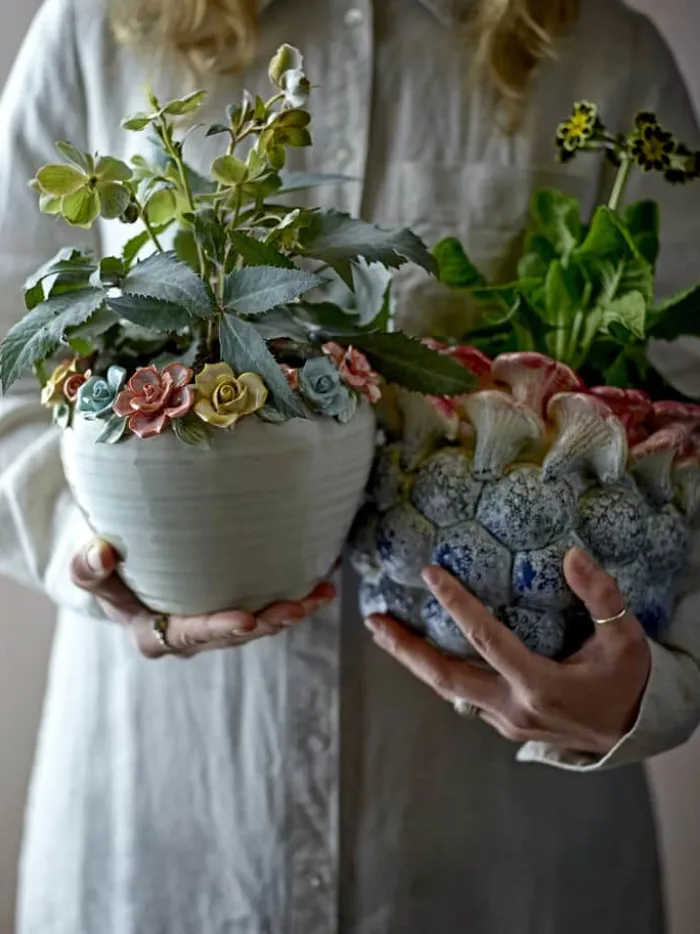 Creative Collection Urtepotteskjuler - Maidan H 18 x B 20,5 cm - Stentøj - Lyserød