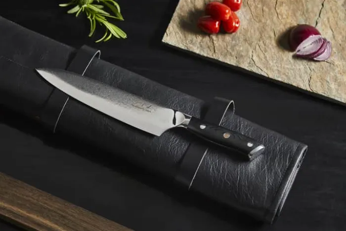Damascus by Hâws Kokkekniv L 21 cm - Rustfrit stål/G10 komposit - Sort